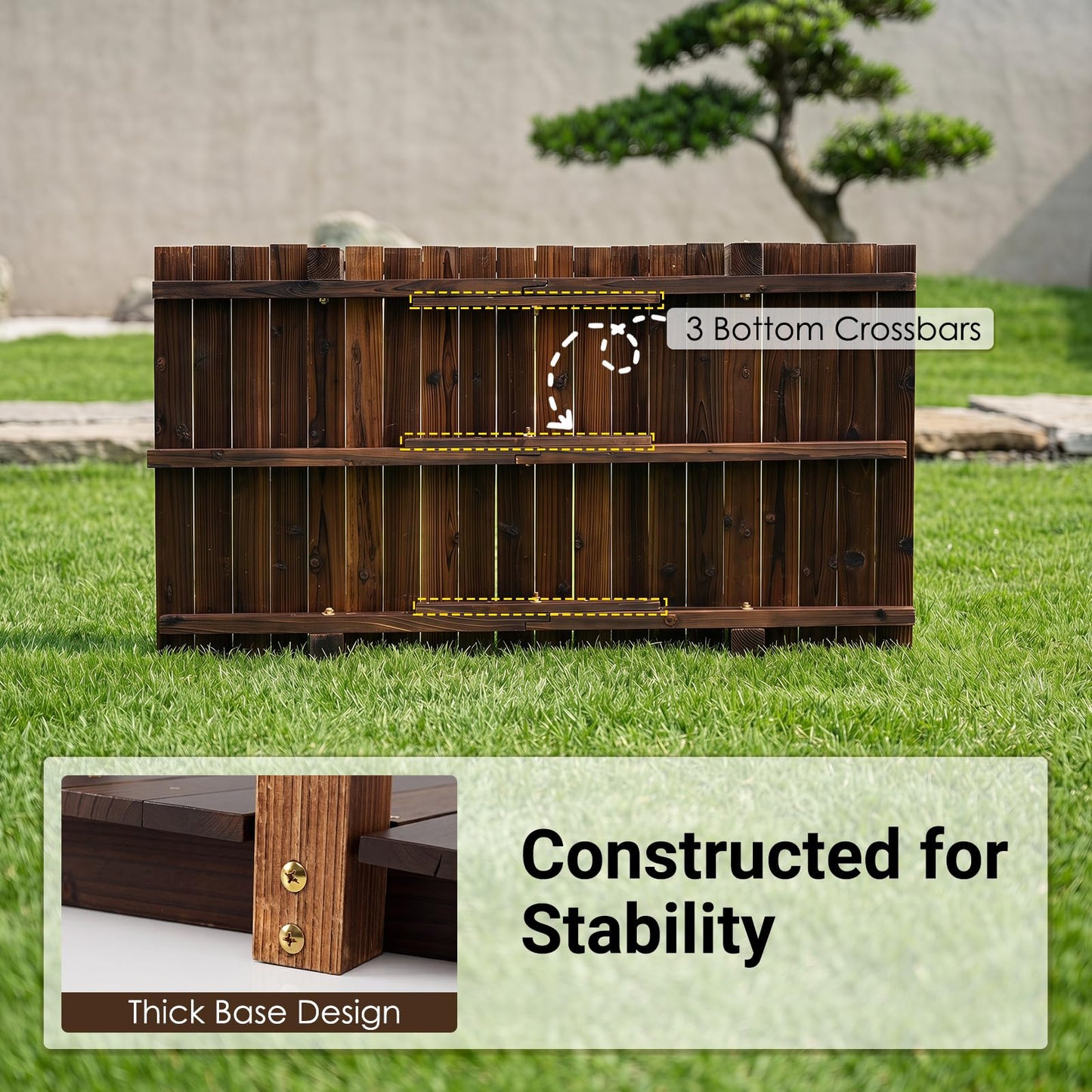 1.25M Wooden Garden Bridge, Decorative Pond Bridges with Safety Railings