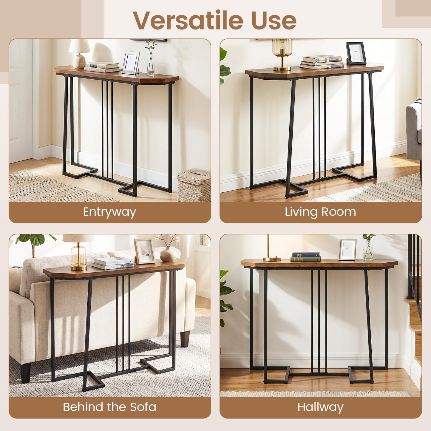 110 CM Narrow Entryway Table with Faux Marble Top for Living Room