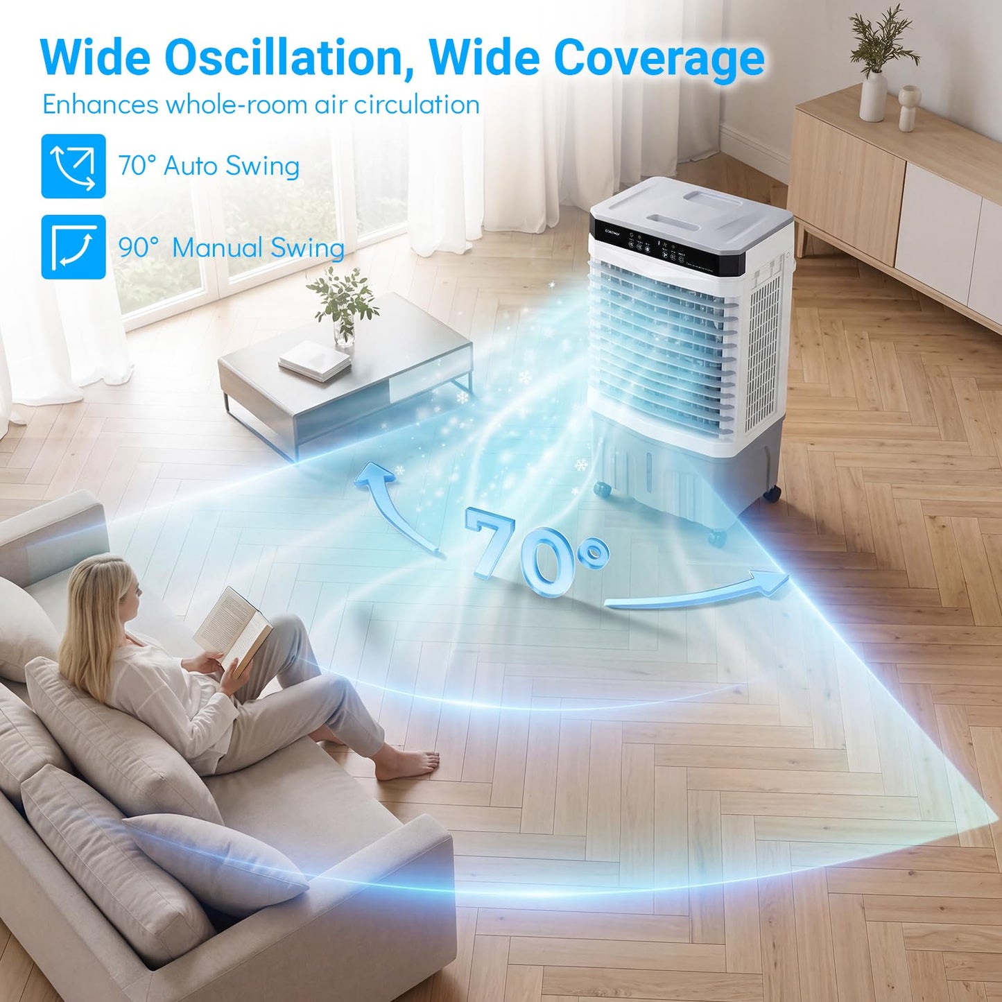 3-in-1 Evaporative Air Cooler with 15L Water Tank and 3 Speeds
