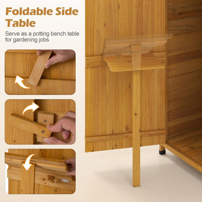 Wooden Garden Shed, Outdoor Tool Storage Cabinet with Foldable Table