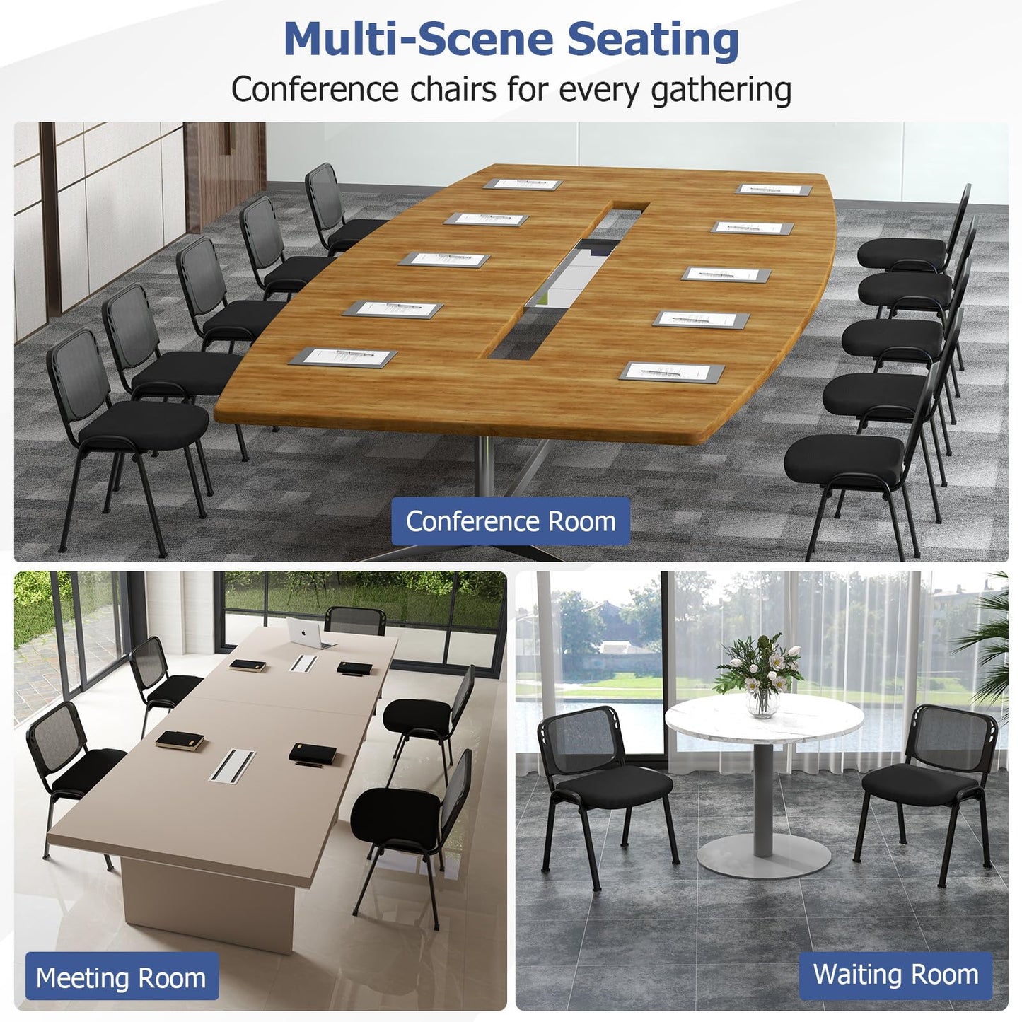 5 Piece Modern Stackable Upholstered Armless Conference Reception Chair