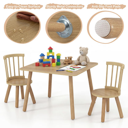 Kids Table and Chair Set, Wooden Toddler Play Table with Solid Wood Legs
