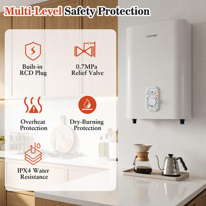 25L Electric Water Heater with Dual Power and Anti-Scale Enamelled Tank Eco Mode