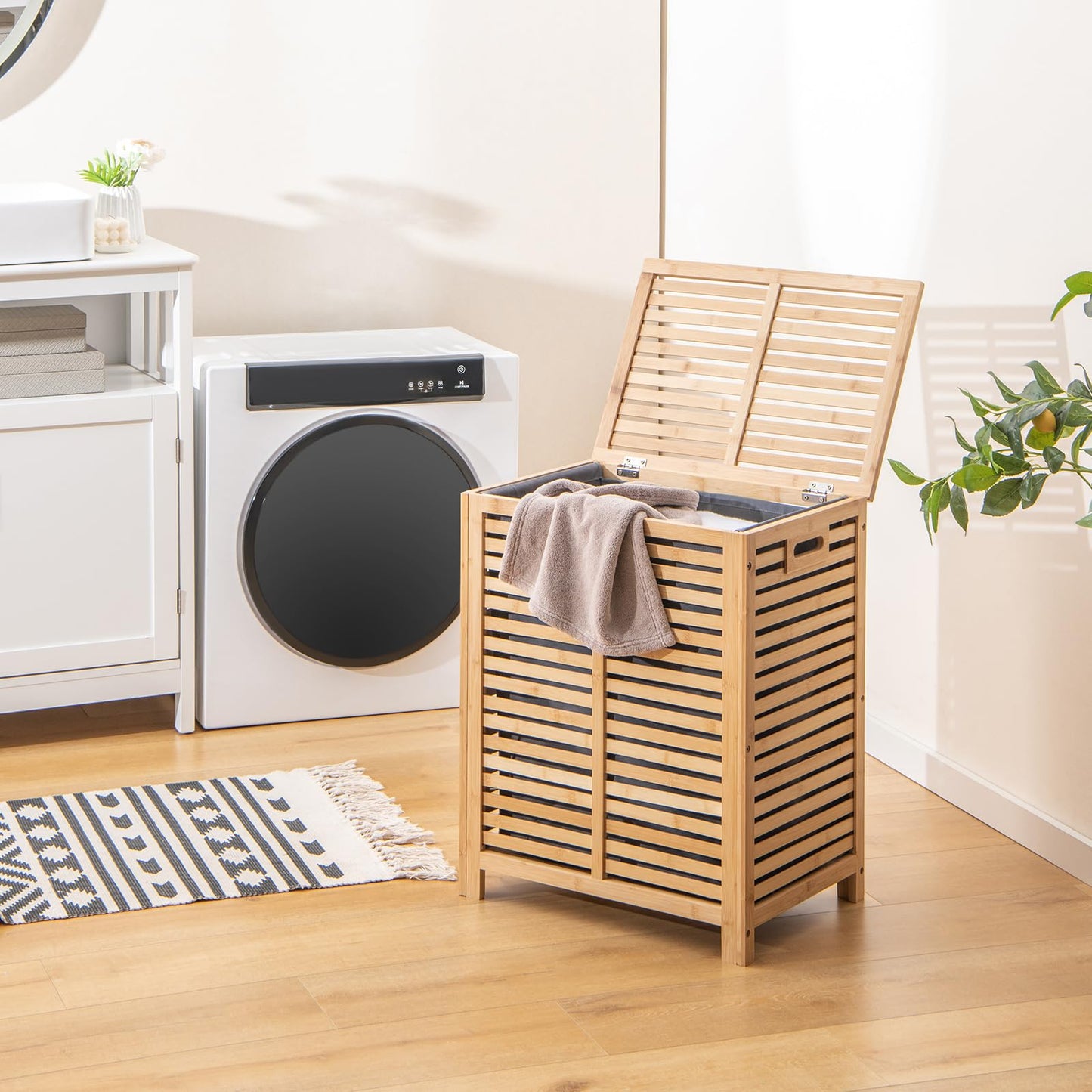 80L Laundry Hamper with Removable Liner Bag