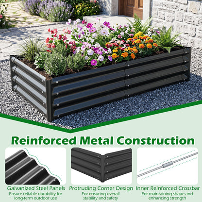 Galvanized Raised Garden Bed 123 x 64 x 29 cm Outdoor Metal Planter Box