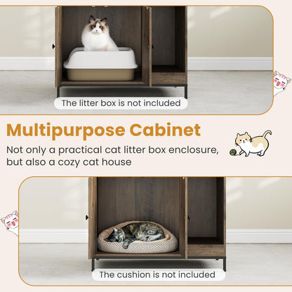 Cat Litter Box Enclosure, Hidden Cats Washroom Furniture with Storage Shelves