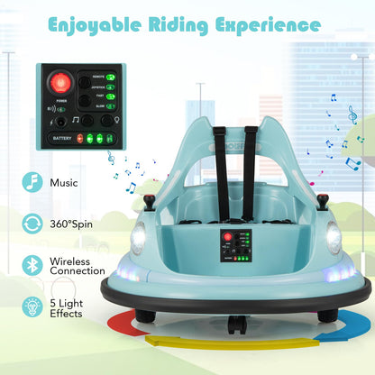 12V Kids Ride On Bumper Car with Dual Joysticks and 5 Light Effects