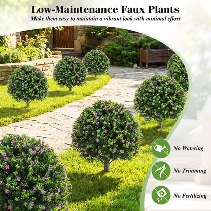 Indoor Outdoor Sun-proof Fake Floral Greenery Topiary Plants（Purple Flowers）