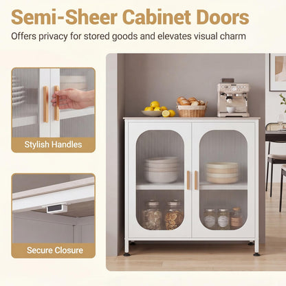Kitchen Sideboard with 2 Translucent Doors & Adjustable Shelf