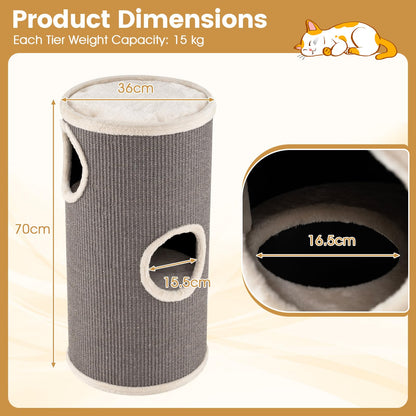 Cat House for Indoor Cats, 3/4-Story Cat Hideaway Cave Bed with Sisal Scratching Pad