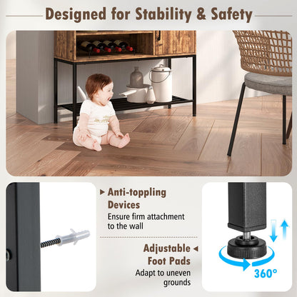 Sideboard Buffet Cabinet with Wine Racks and Storage Shelves