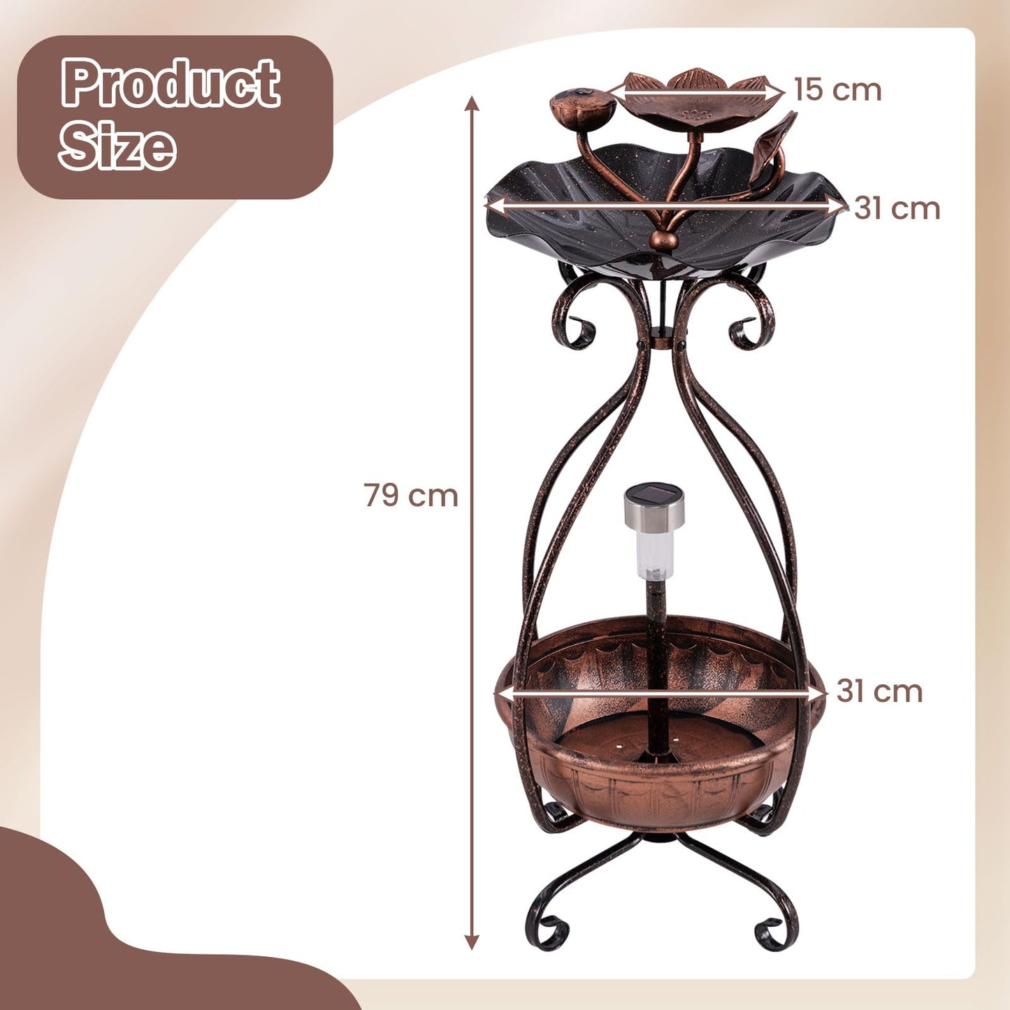 Outdoor Bird Feeder and Bath with Solar Light