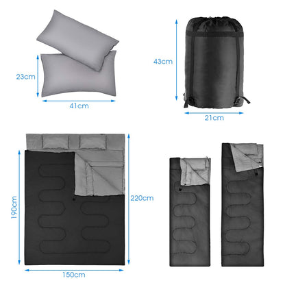 Double Sleeping Bag Extra Large Waterproof with Carrying Bag