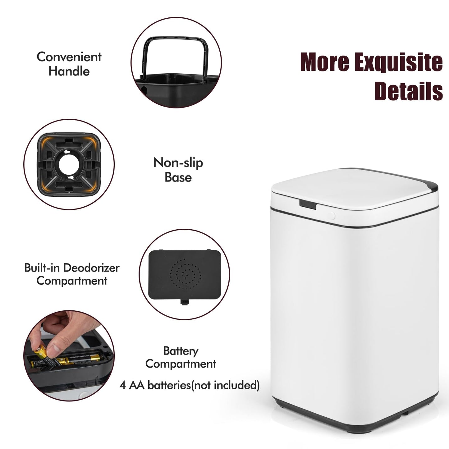 13L Automatic Trash Bin for Home Office Bedroom Bathroom