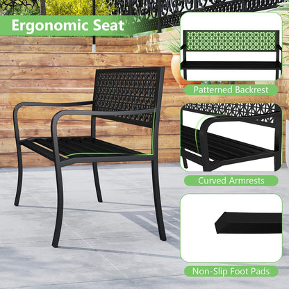 2-3 Seater Cross Grid Pattern Heavy Duty Metal Frame Loveseat Park Bench