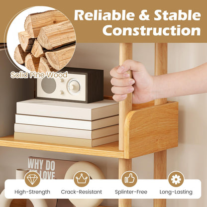 Sturdy Pine Wood, Elevated Guardrails, Free Standing Open Shelving Unit Plant Stand