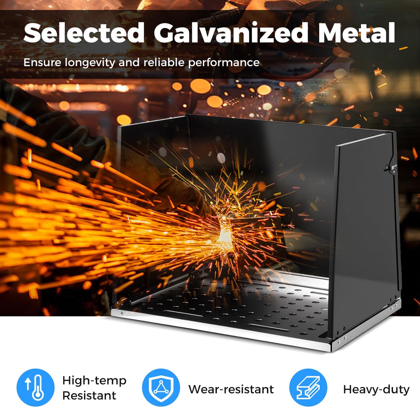Galvanized Metal Work Table with Perforated Panel