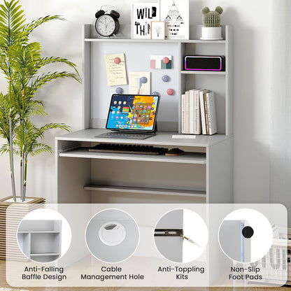 Computer Desk with Magnetic Bulletin Board and Keyboard Tray