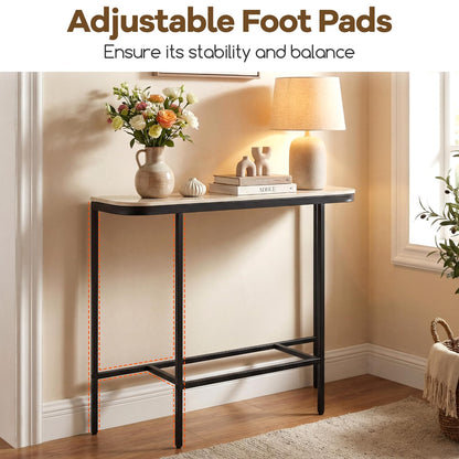 Entryway Table with Faux Marble Top and Metal Frame for Hallway