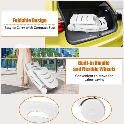 5-Position Adjustable Outdoor Folding Sunlounger with Wheels