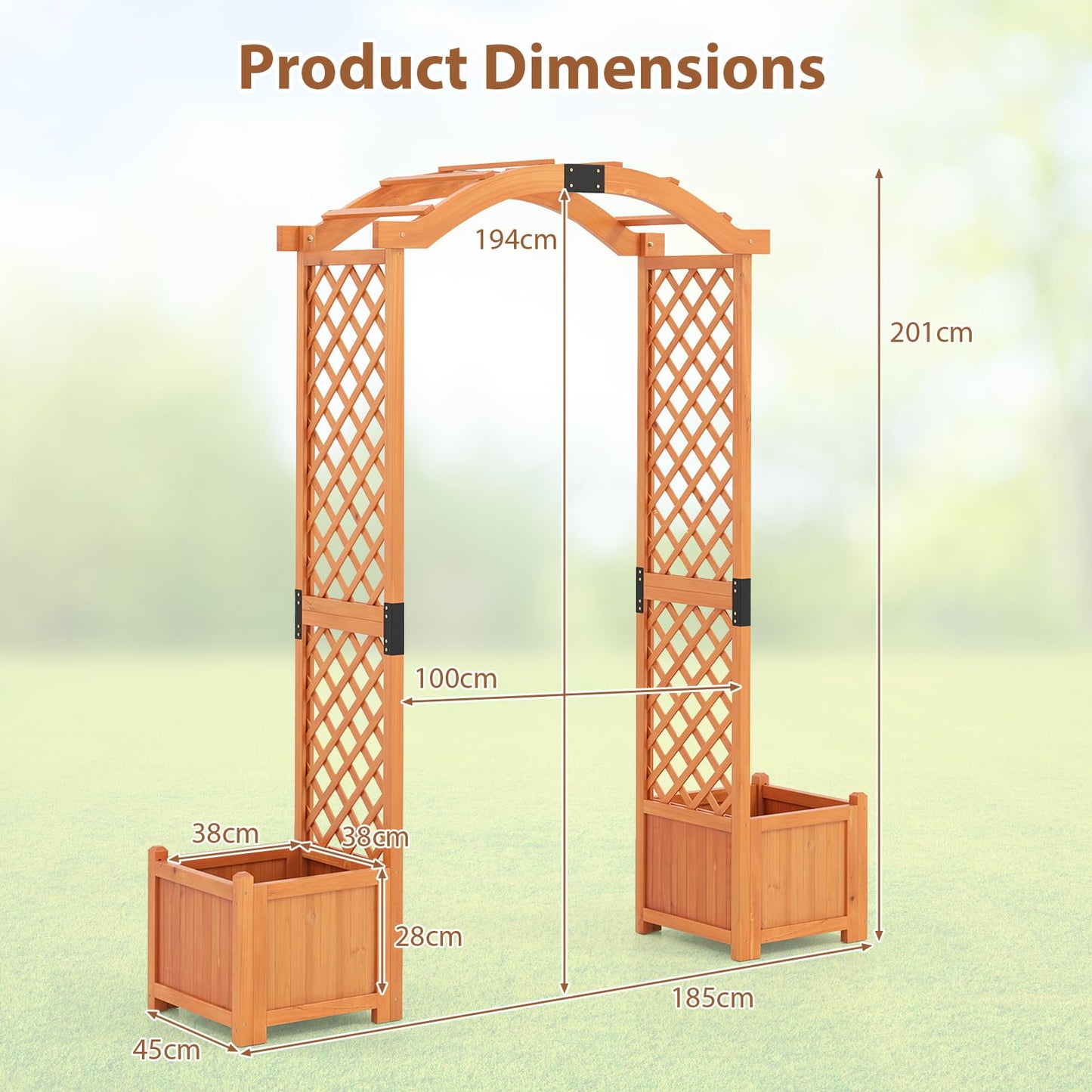GiantexUK Wooden Garden Arch with Planter Boxes