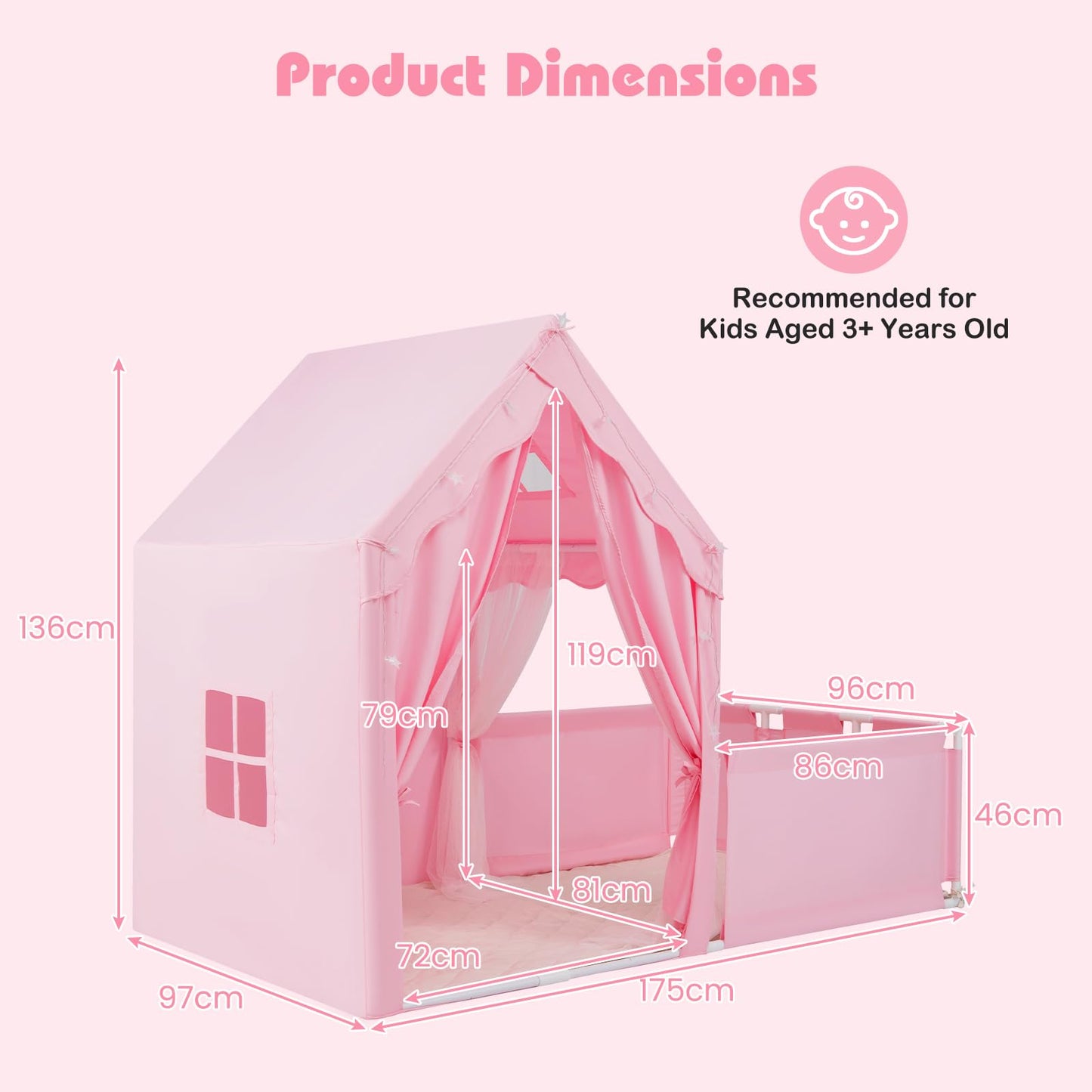 2-in-1 Kids Play Tent with Playpen and Washable Cotton Mat