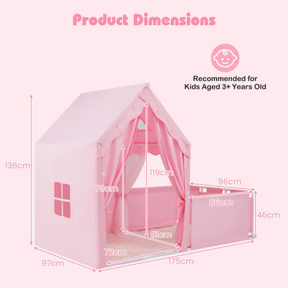 2-in-1 Kids Play Tent with Playpen and Washable Cotton Mat