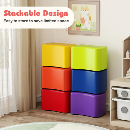 6-Piece Butterfly Stools Modular Soft Foam Seating Set with Waterproof PU Cover
