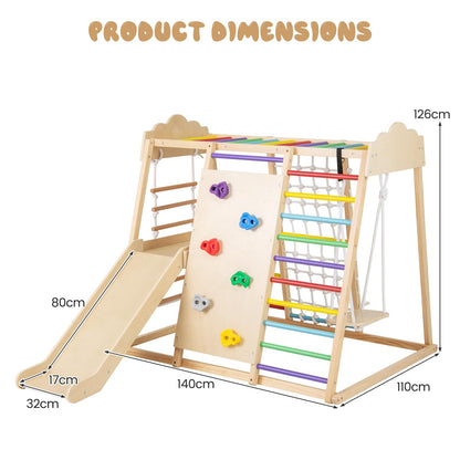 8-in-1 Indoor Jungle Gym for Kids Wooden Montessori Climbing Toys