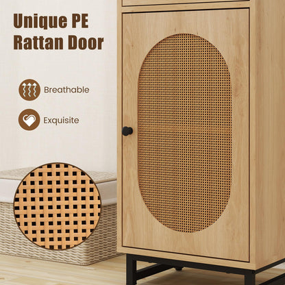 PE Rattan Storage Cabinet with Adjustable Foot Pads and Anti-toppling Kit