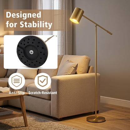 Metal Floor Lamp with Adjustable Height and Angle for Bedroom