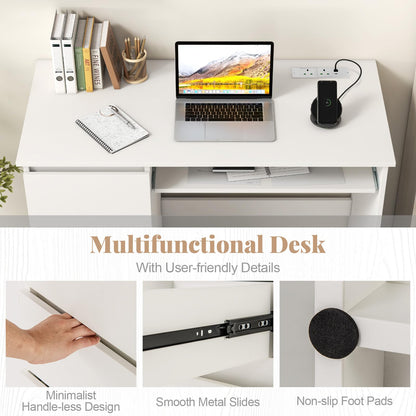 Computer Desk with 3 Large Drawers and Power Outlet