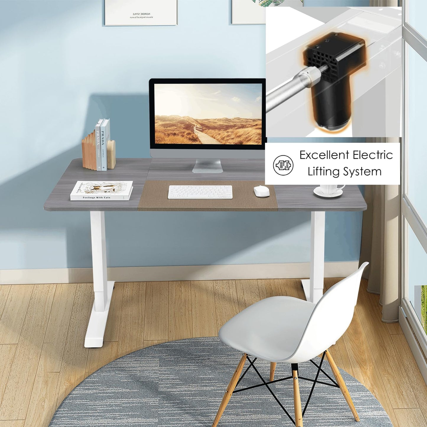 Electric Height Adjustable Standing Desk with Memory Smart Presets and Anti-Collision Function