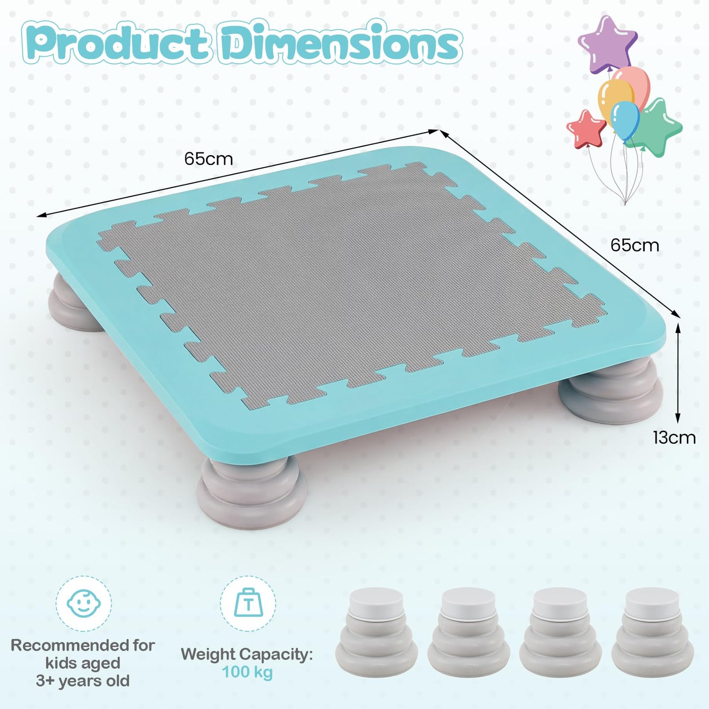 Mini Trampoline for Kids, 65cm Trampoline Bouncing Board