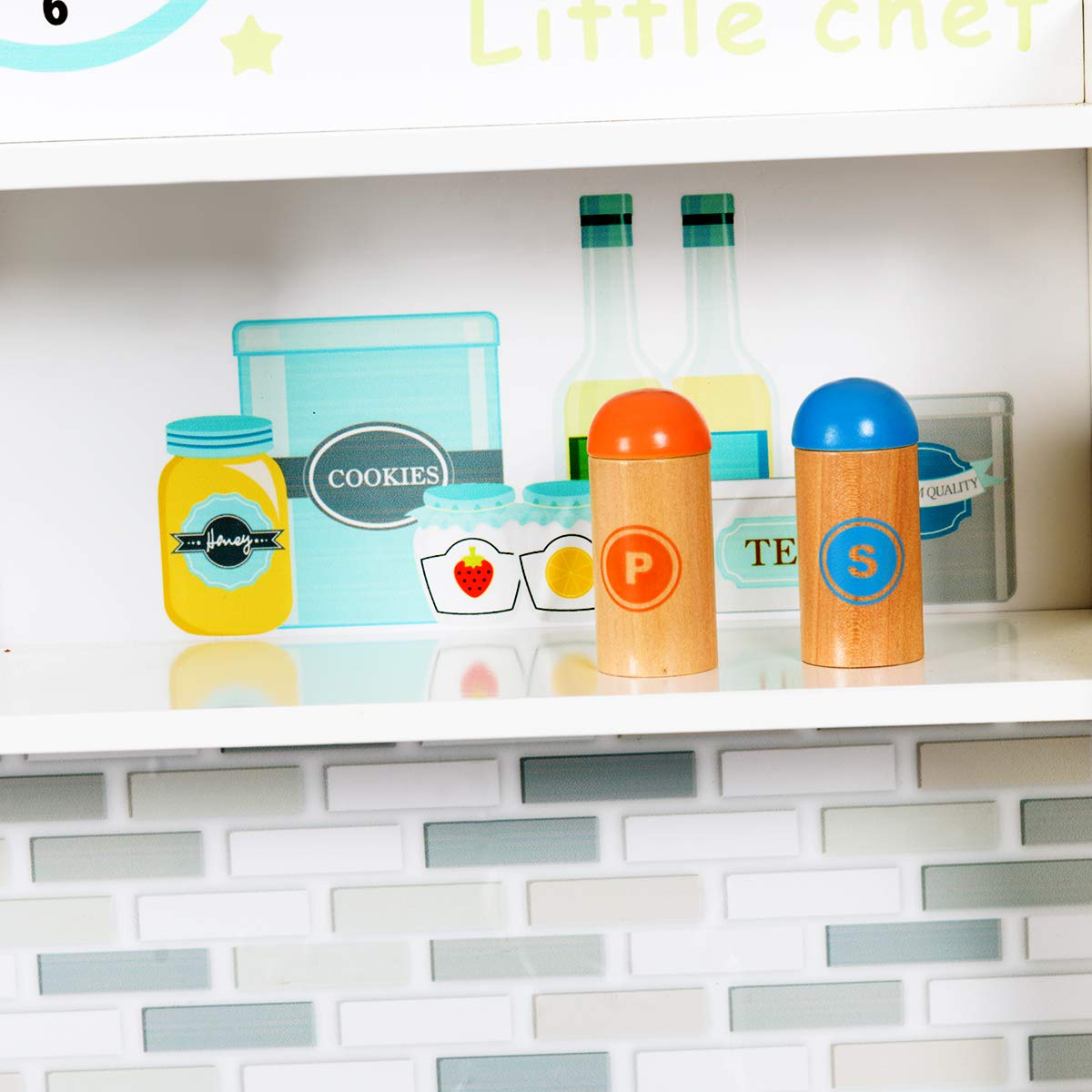 Wooden Play Kitchen with Utensil Set