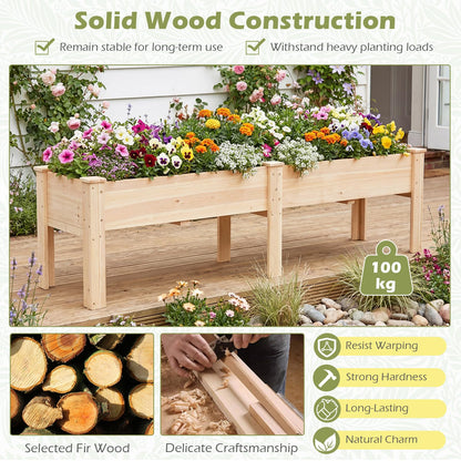 Raised Garden Bed, Wooden Elevated Planter Box with Legs and Drainage Holes