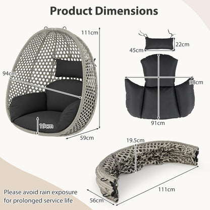 Swing Egg Chair with Soft Thick Cushion and Head Pillow