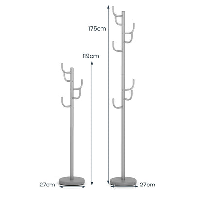 Metal Coat Rack, Freestanding Cactus Clothes Hanger with 8 L-Shaped Hooks