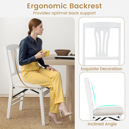 Set of 2 Folding Dining Chairs with Soft Padded Seat and Hollow-out Backrest