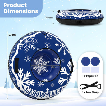 Inflatable Snow Tube, Heavy-Duty Sled Ski Tube with Handles