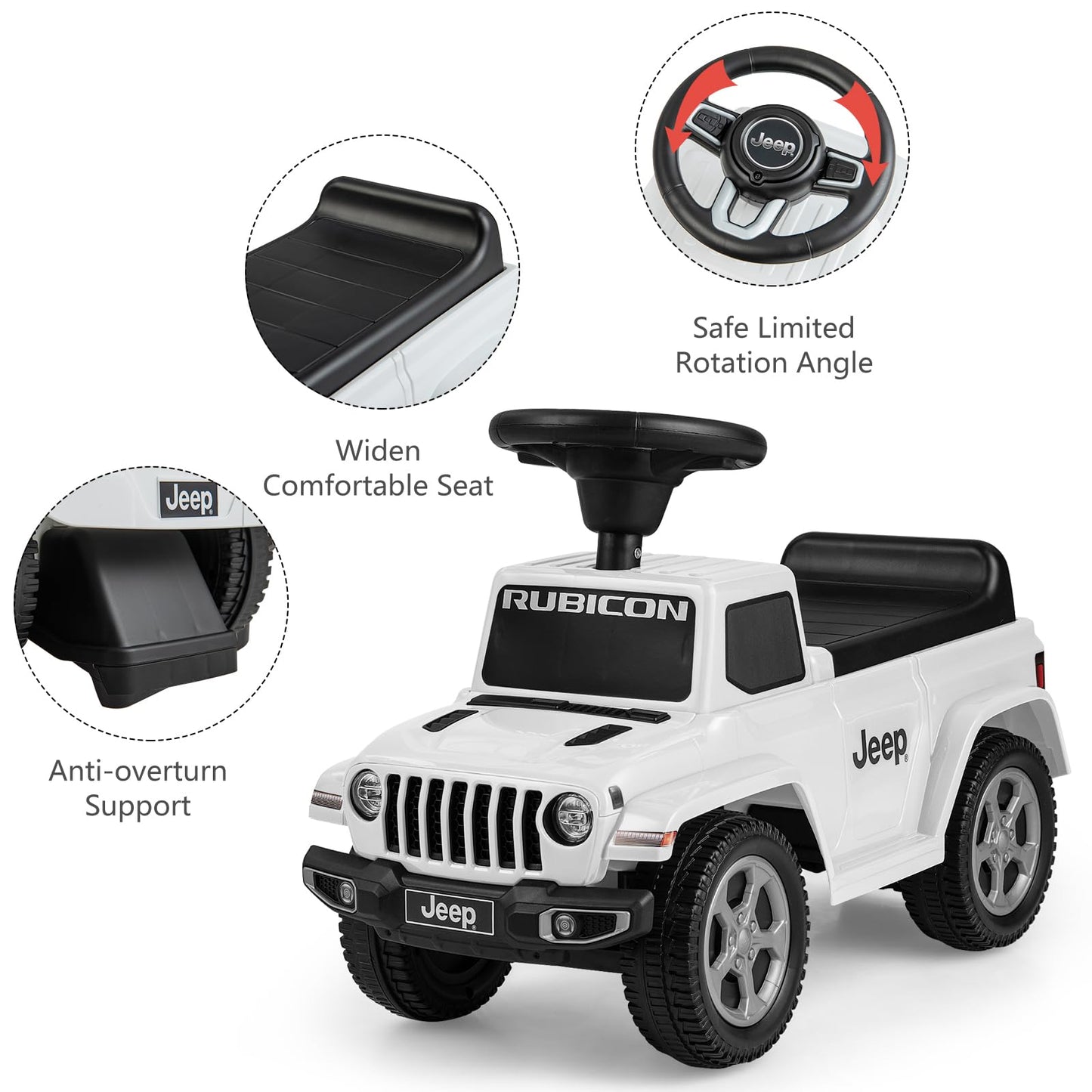 Licensed Jeep Ride On Push Car with Steering Wheel and Engine Sound for Ages 18-36 Months