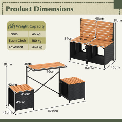 2-in-1 Transforming Picnic Table and Chairs Set