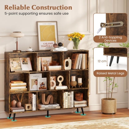 Bookcase 80/100/120/140 CM Storage Organizer with 4/5/5/5 Tapered Metal Legs