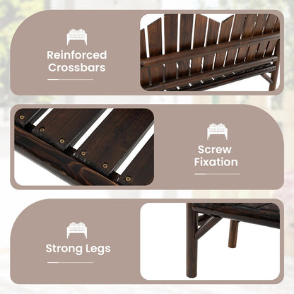 2-Seater Garden Bench, Solid Wood Patio Loveseat Park Bench Chair