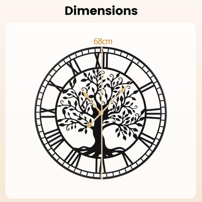 Large Wall Clock, 27”/68cm Metal Non-Ticking Decorative Clock