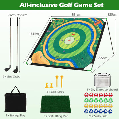Indoor Outdoor Golf Game Gift with 2 Adjustable Clubs, 24 Sticky Balls, Scoreboard & Carry Bag