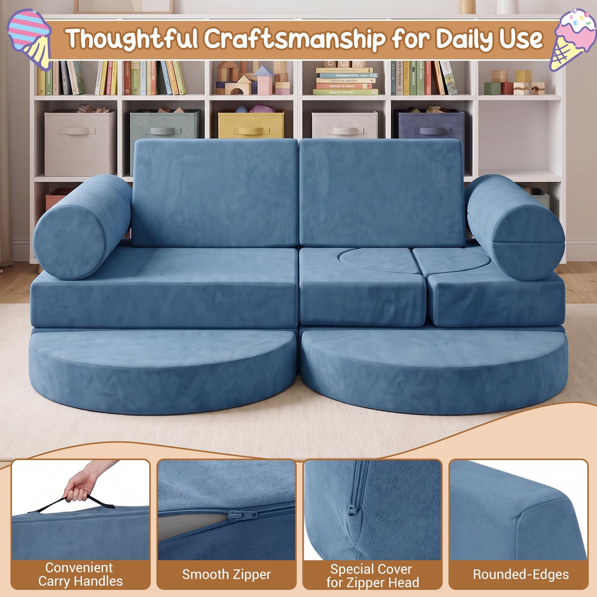 Kids Play Couch, 13-Piece Modular Toddler Soft Foam Playset