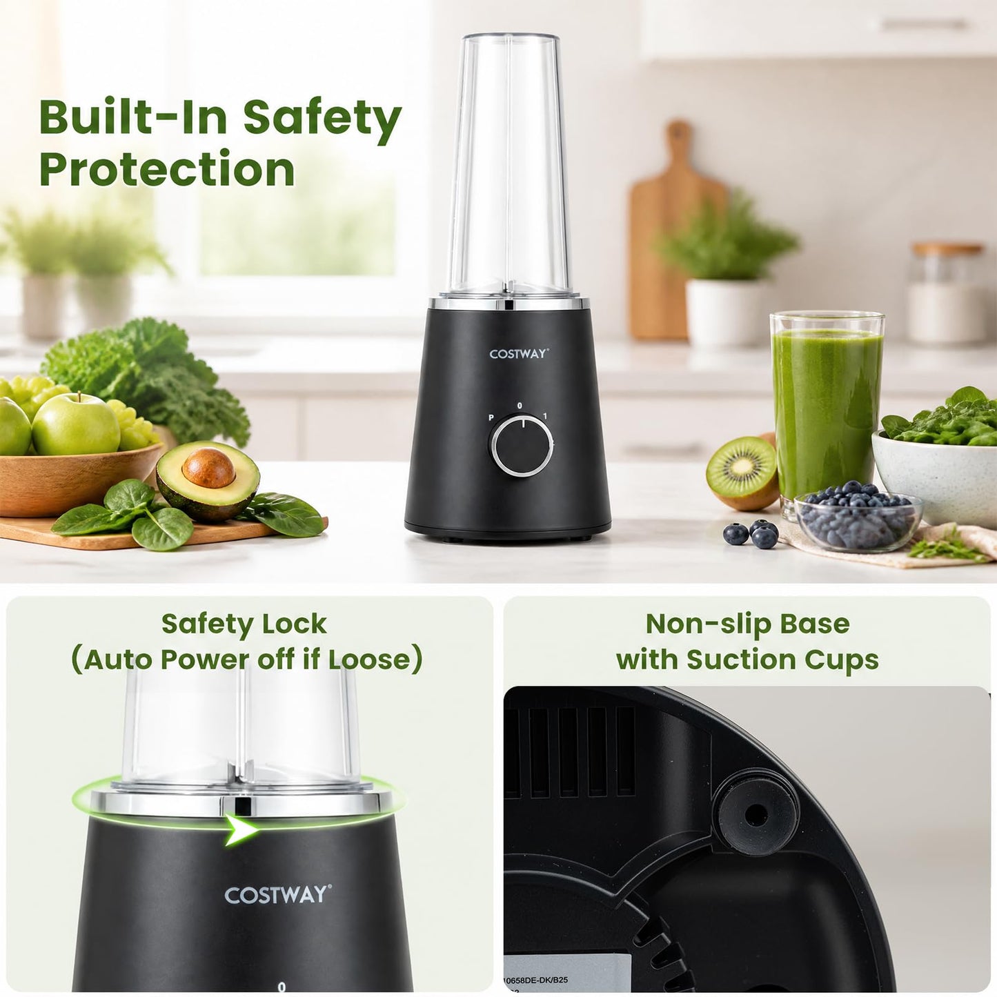 Personal Blender & Smoothie Maker with 600ml BPA-Free Cup & 3 Speed