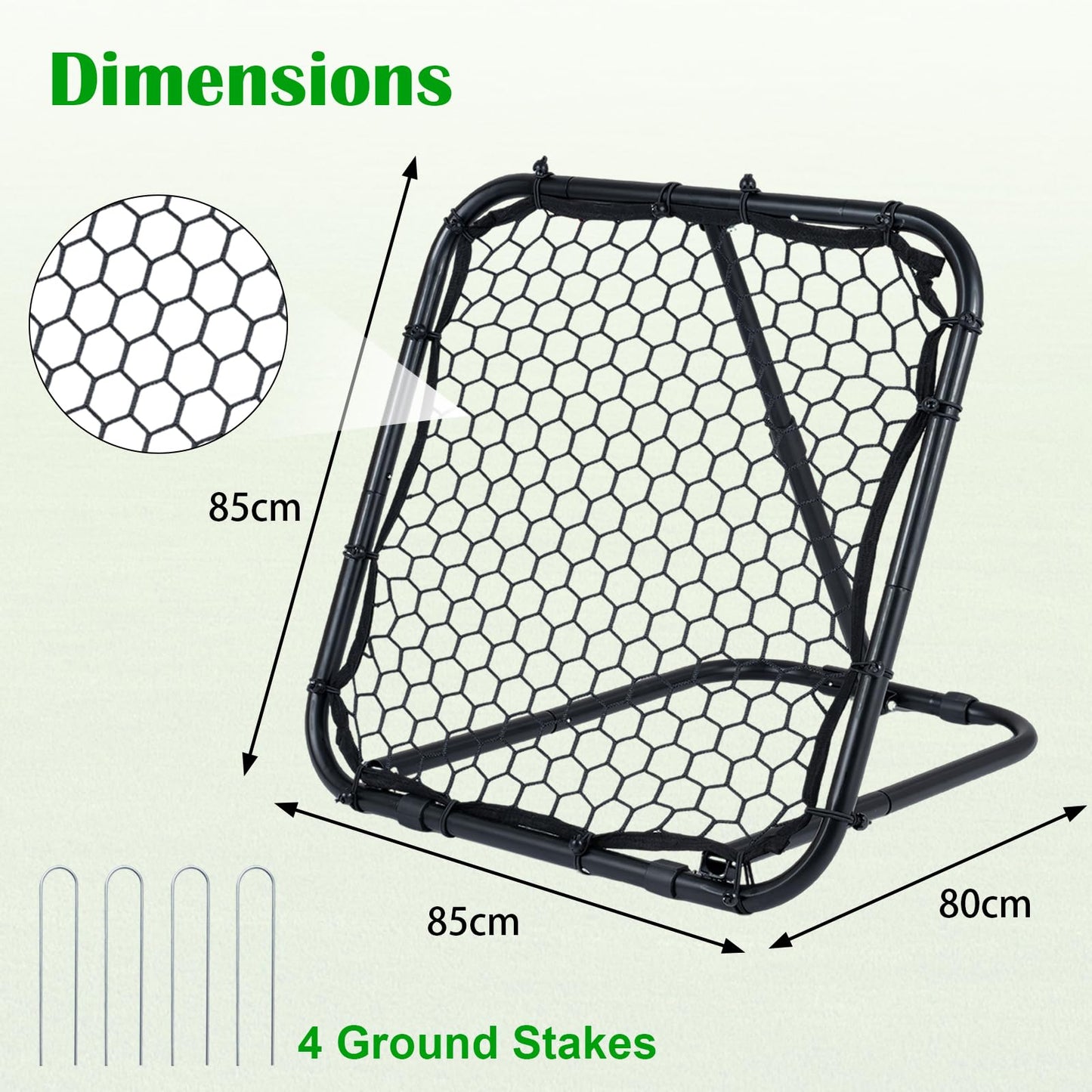 Foldable Football Rebounder Net, Football Training Net with Metal Frame, Adjustable Soccer Target Goal