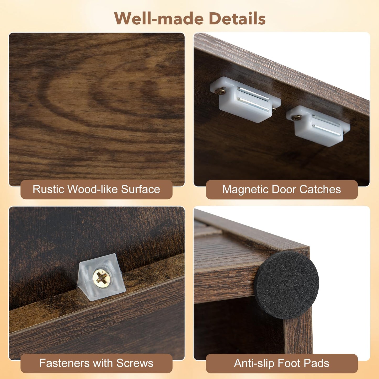 Wooden Storage Cabinet, Freestanding Buffet Sideboard with Doors & Shelves